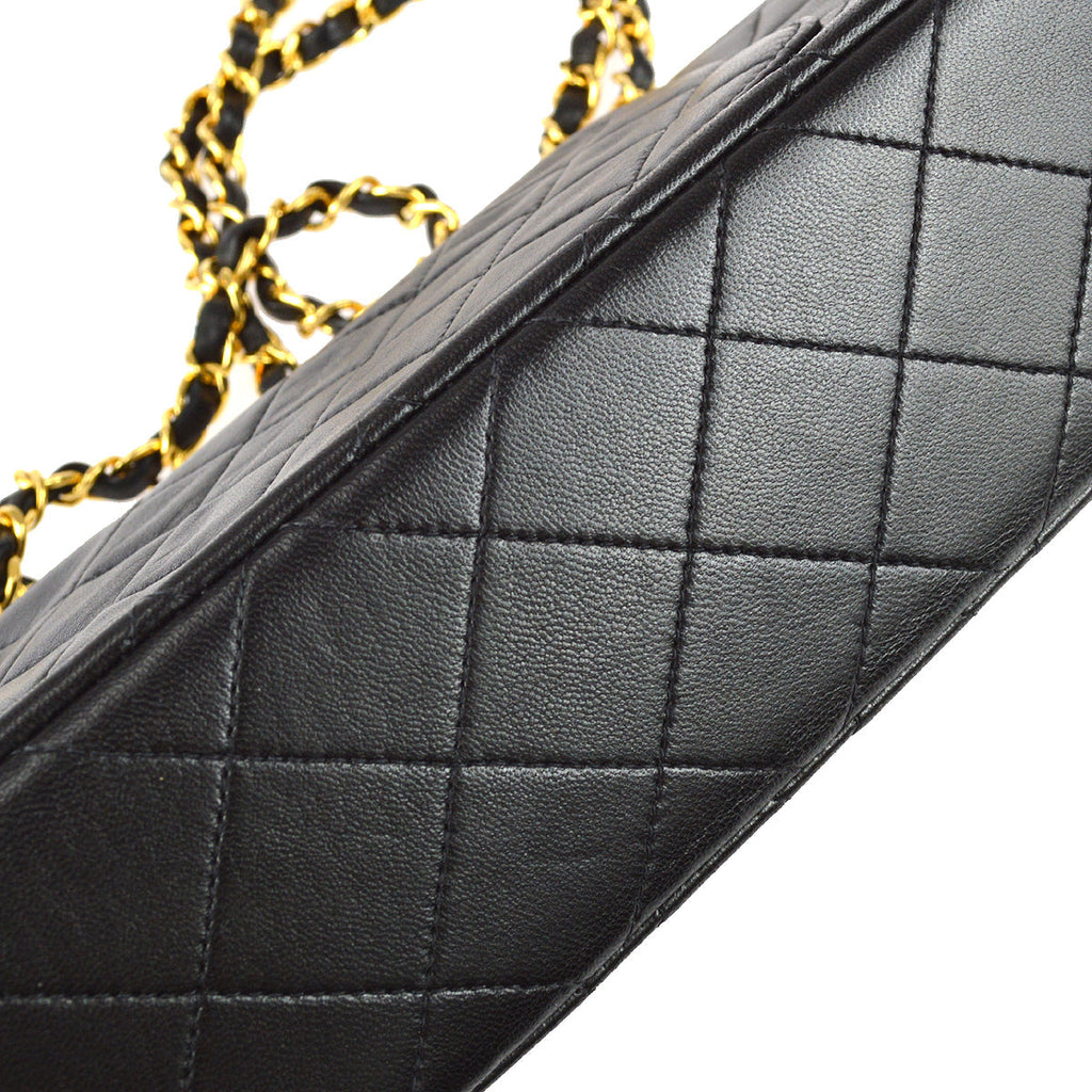 Chanel 1991-1994 Classic Double Flap Small Shoulder Bag Black Lambskin