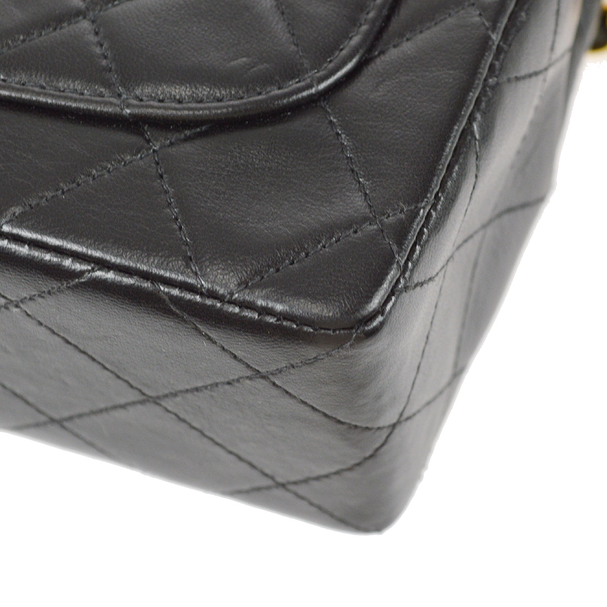 Chanel 1996-1997 Classic Flap Mini Square Chain Shoulder Bag Black Lambskin