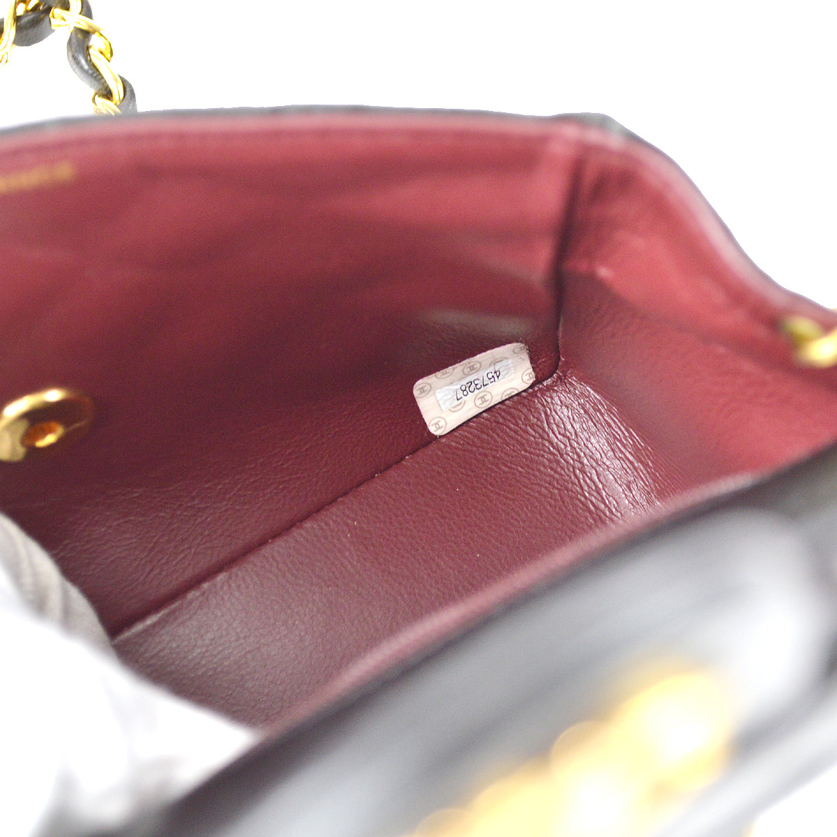 Chanel 1996-1997 Classic Flap Mini Square Chain Shoulder Bag Black Lambskin