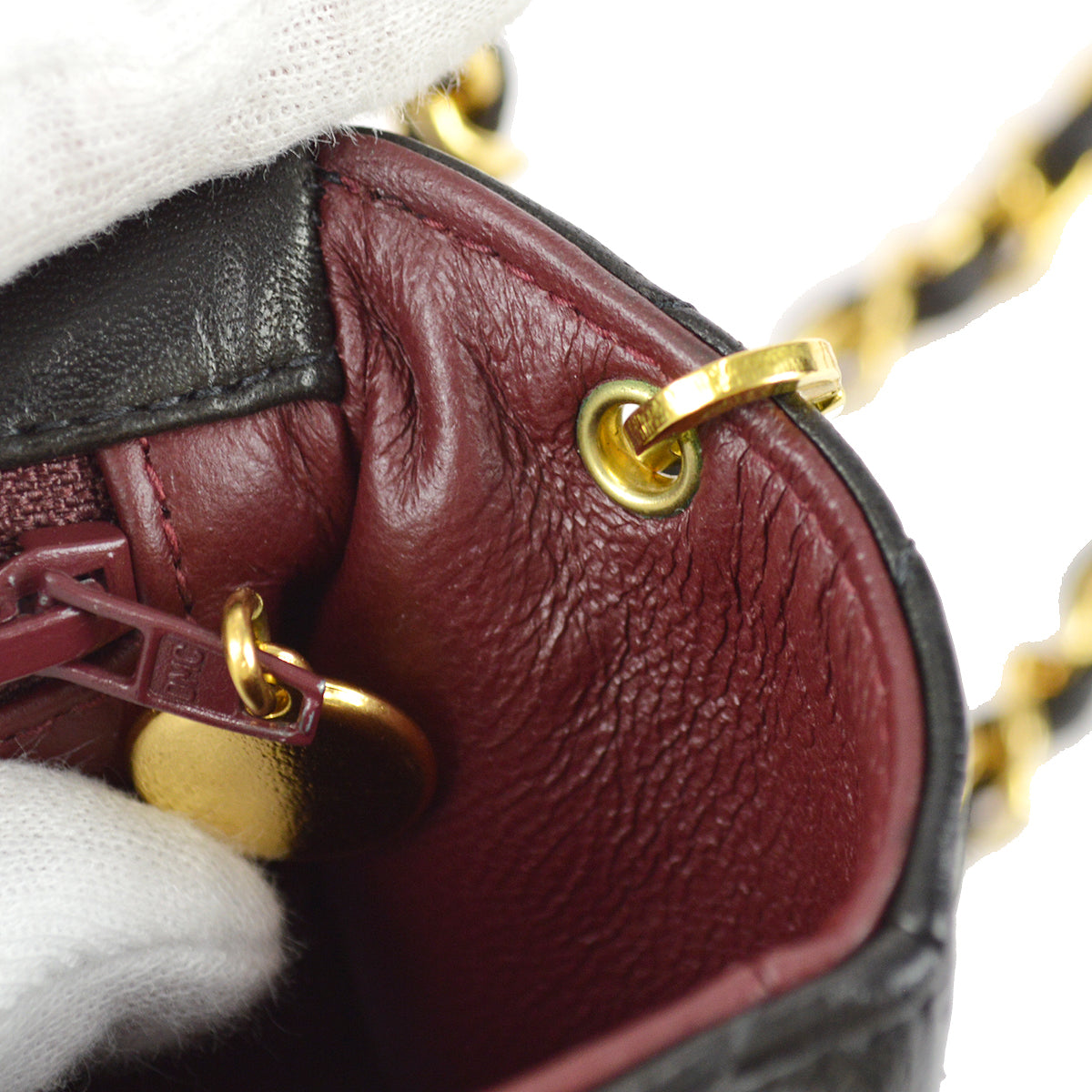 Chanel 1996-1997 Classic Flap Mini Square Chain Shoulder Bag Black Lambskin
