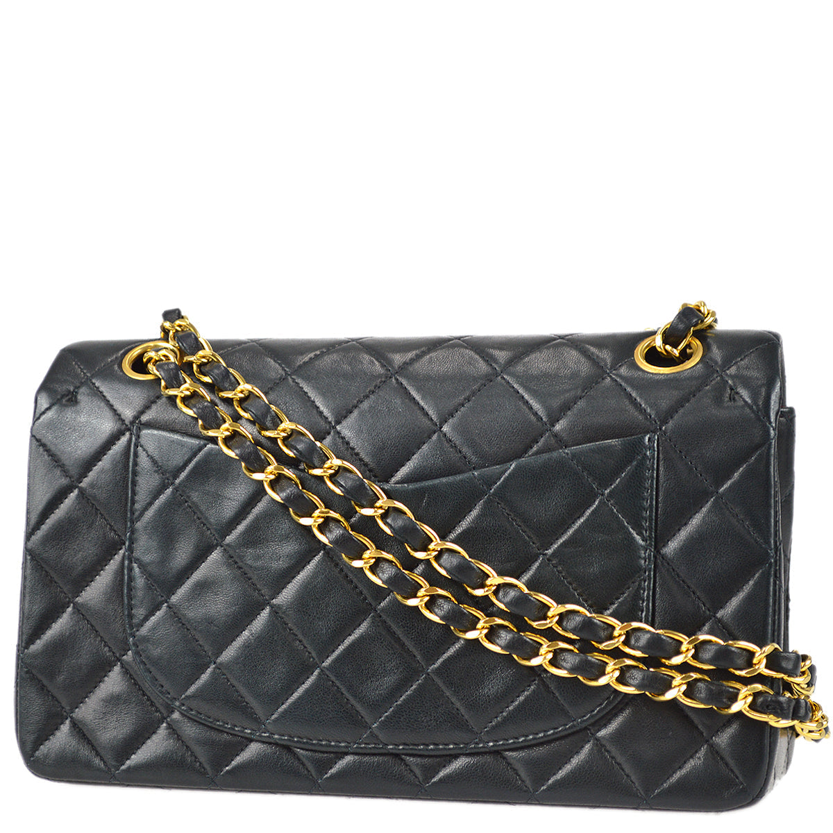 Chanel 1991-1994 Classic Double Flap Small Shoulder Bag Black Lambskin