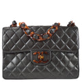 Chanel Classic Flap Jumbo Acrylic Chain Shoulder Bag Black Lambskin