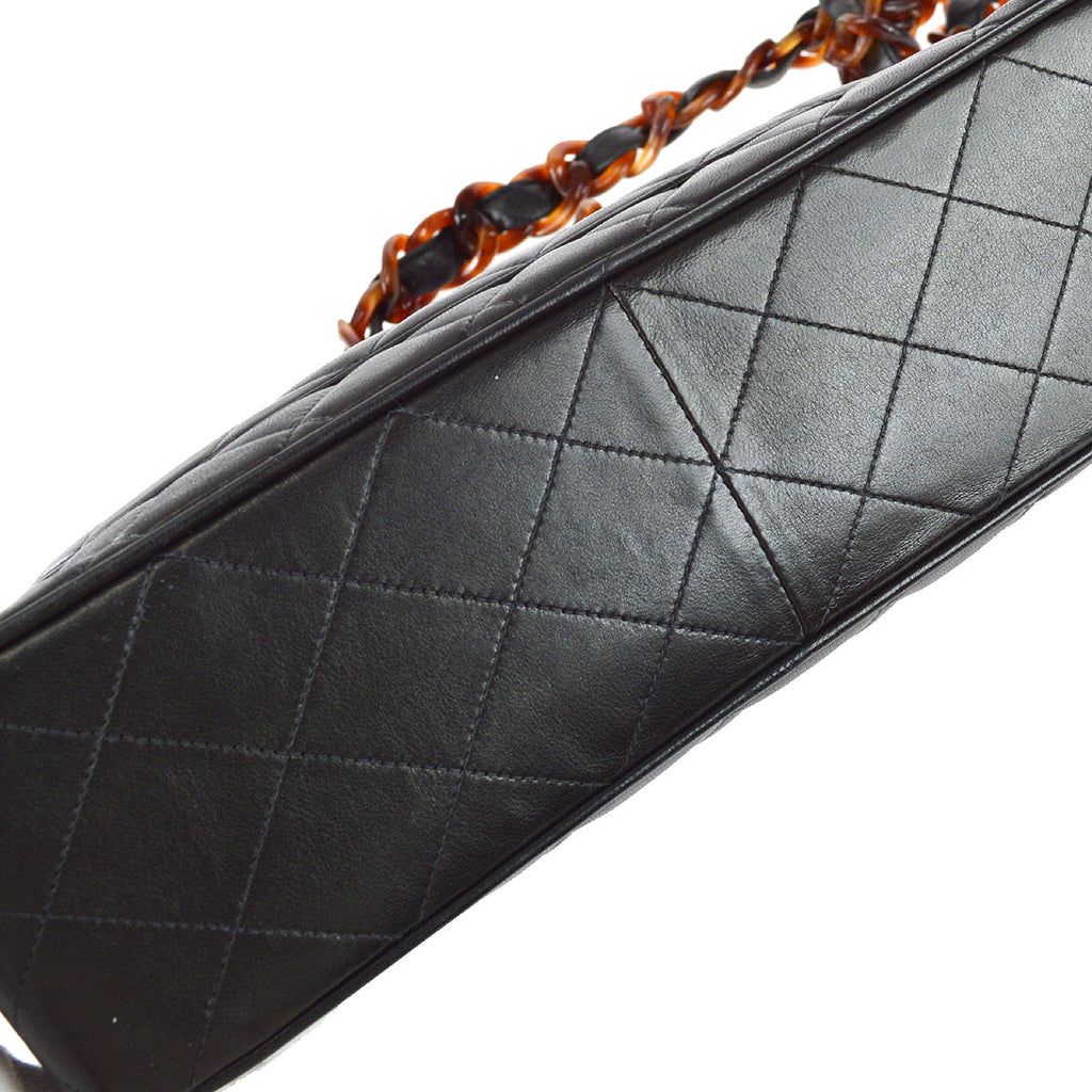 Chanel Classic Flap Jumbo Acrylic Chain Shoulder Bag Black Lambskin