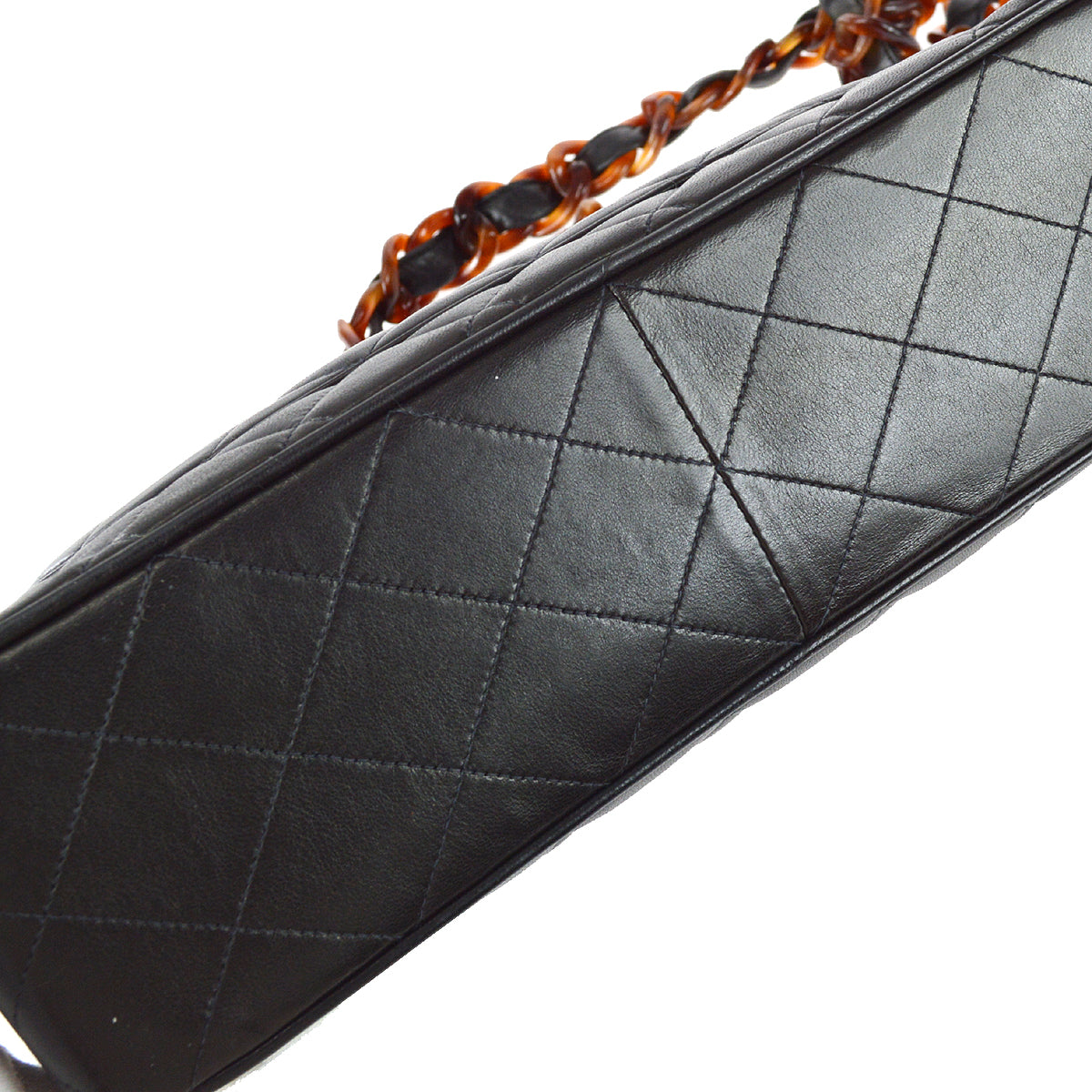 Chanel Classic Flap Jumbo Acrylic Chain Shoulder Bag Black Lambskin