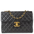 Chanel Classic Flap Jumbo Chain Shoulder Bag Black Lambskin