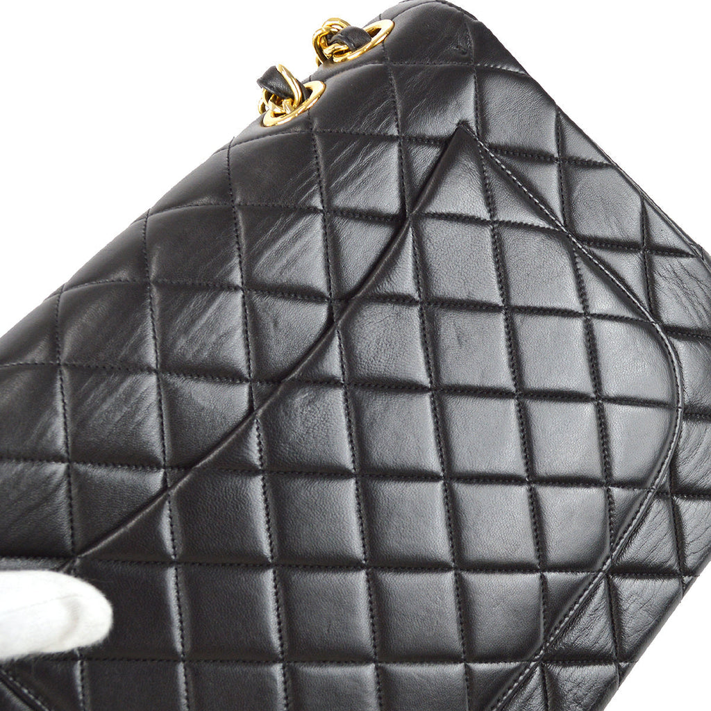Chanel Classic Flap Jumbo Chain Shoulder Bag Black Lambskin