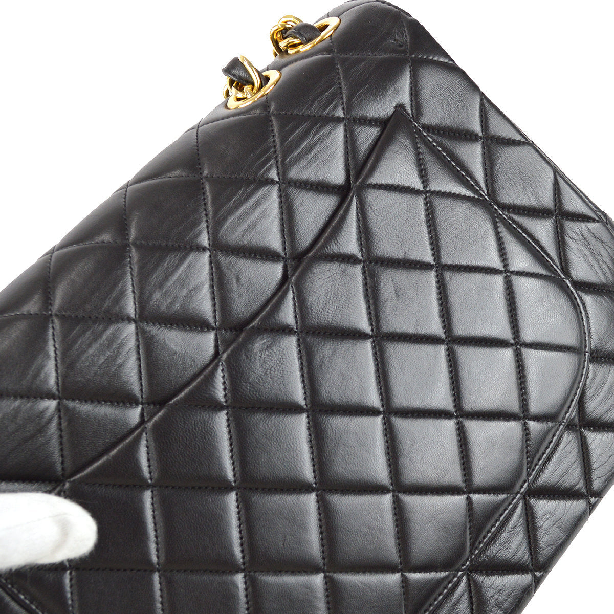 Chanel Classic Flap Jumbo Chain Shoulder Bag Black Lambskin