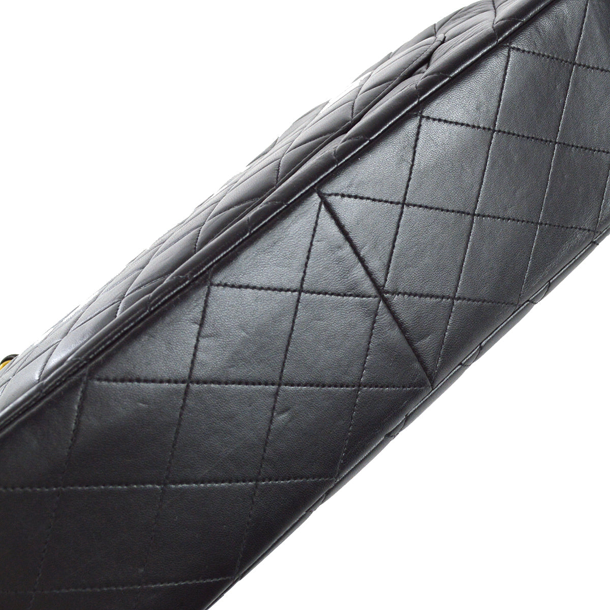 Chanel Classic Flap Jumbo Chain Shoulder Bag Black Lambskin