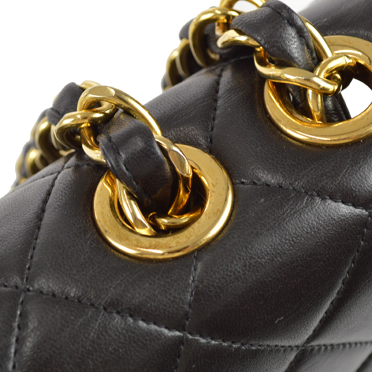 Chanel Classic Flap Jumbo Chain Shoulder Bag Black Lambskin