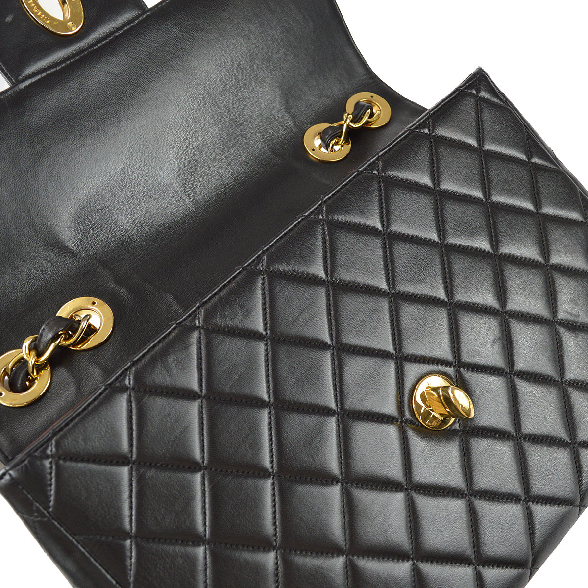 Chanel Classic Flap Jumbo Chain Shoulder Bag Black Lambskin
