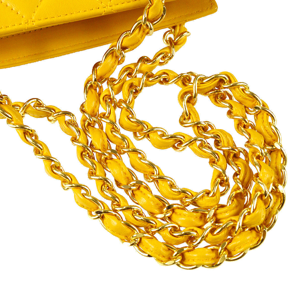 Chanel Chain Handbag Yellow Lambskin
