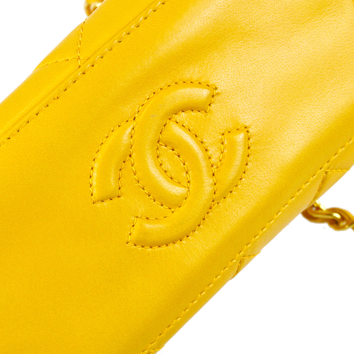 Chanel Chain Handbag Yellow Lambskin