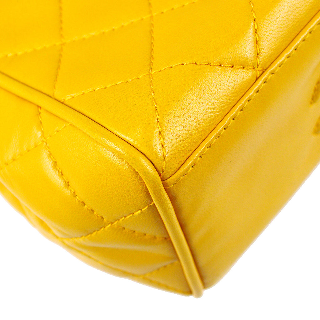 Chanel Chain Handbag Yellow Lambskin