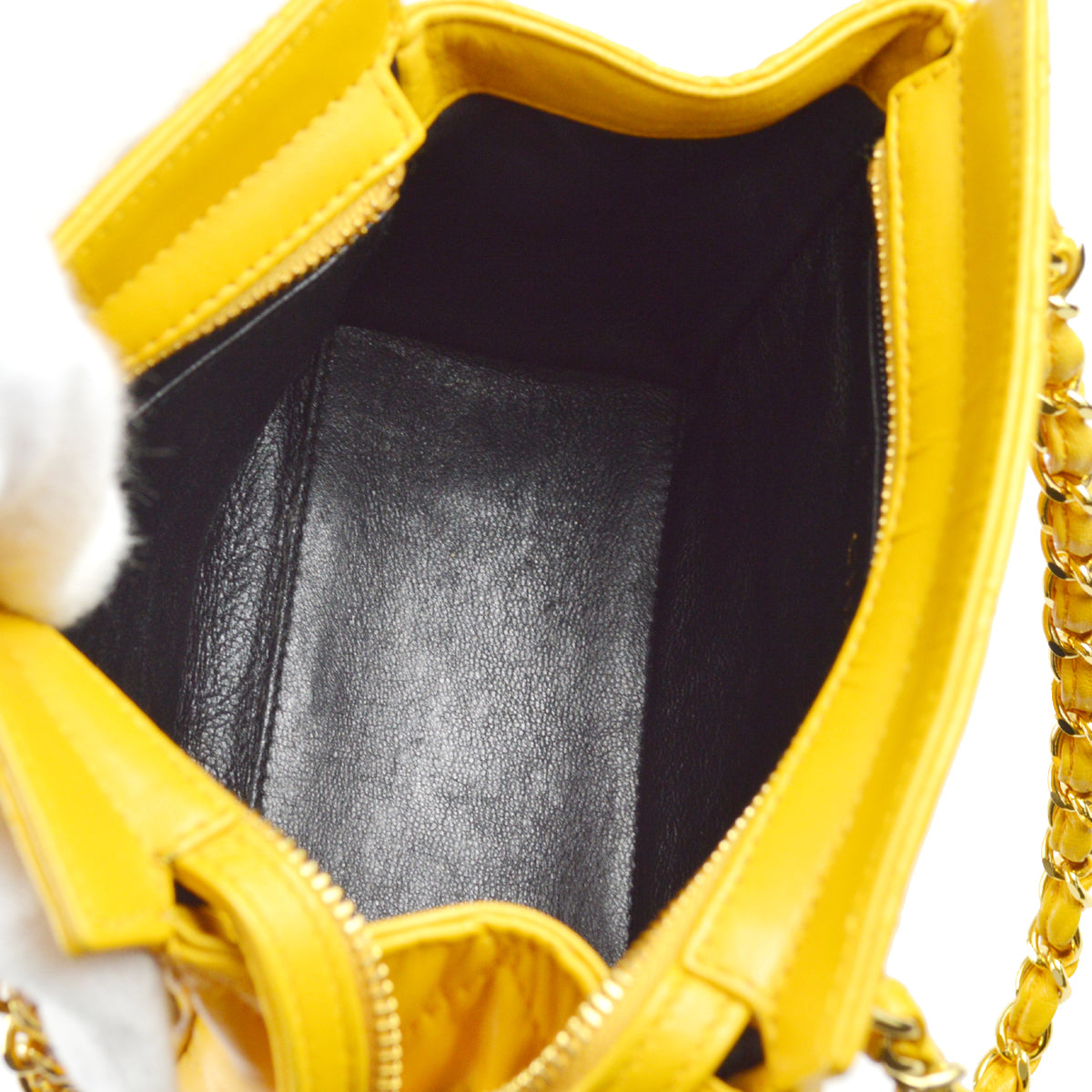 Chanel Chain Handbag Yellow Lambskin