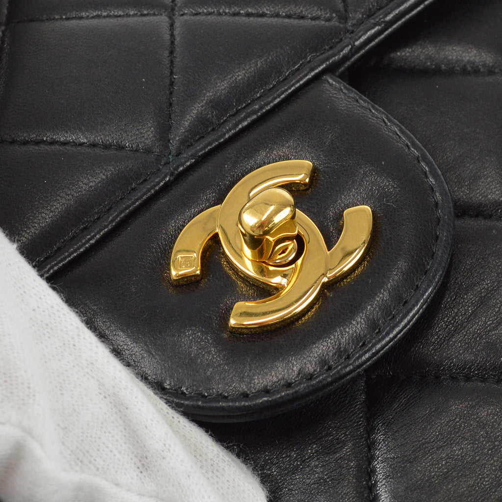 Chanel Classic Flap Jumbo Chain Shoulder Bag Black Lambskin