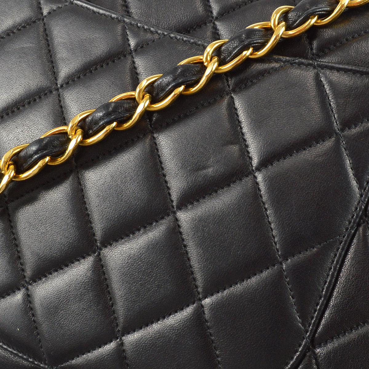 Chanel Classic Flap Jumbo Chain Shoulder Bag Black Lambskin