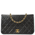 Chanel Full Flap Chain Shoulder Bag Black Lambskin