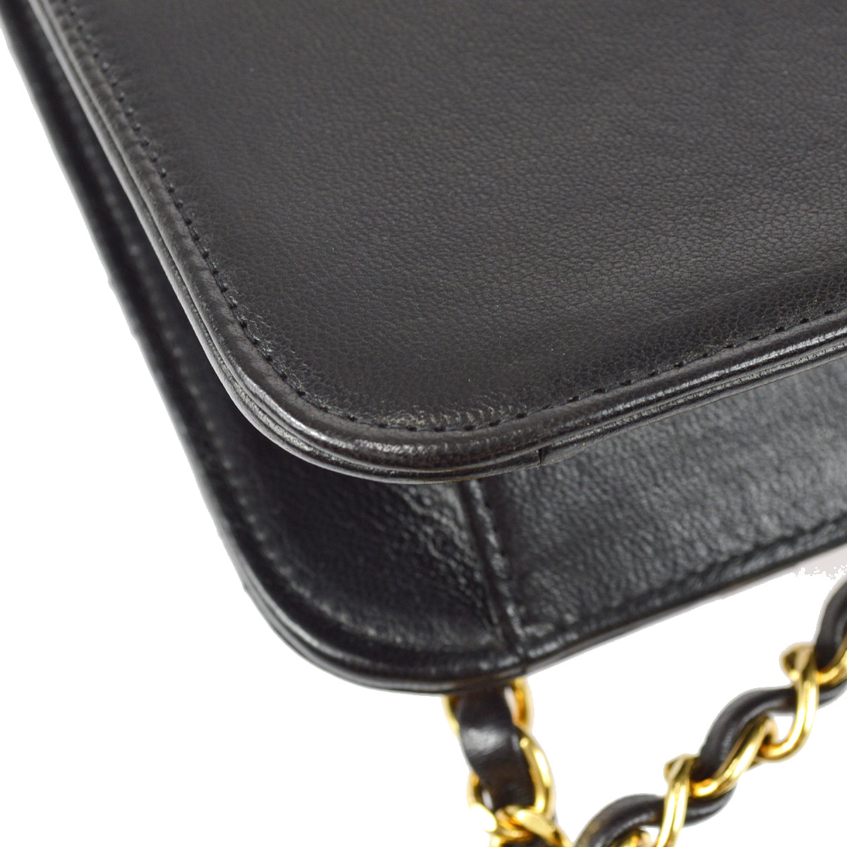 Chanel Full Flap Chain Shoulder Bag Black Lambskin