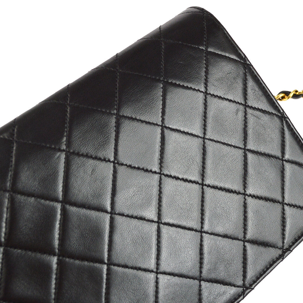 Chanel Full Flap Chain Shoulder Bag Black Lambskin