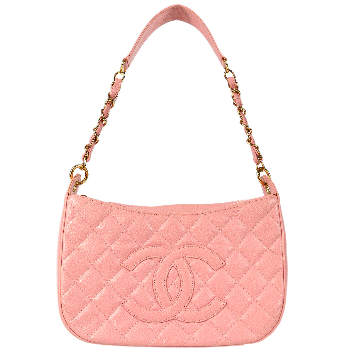 Chanel 2004-2005 Hobo Bag Pink Caviar