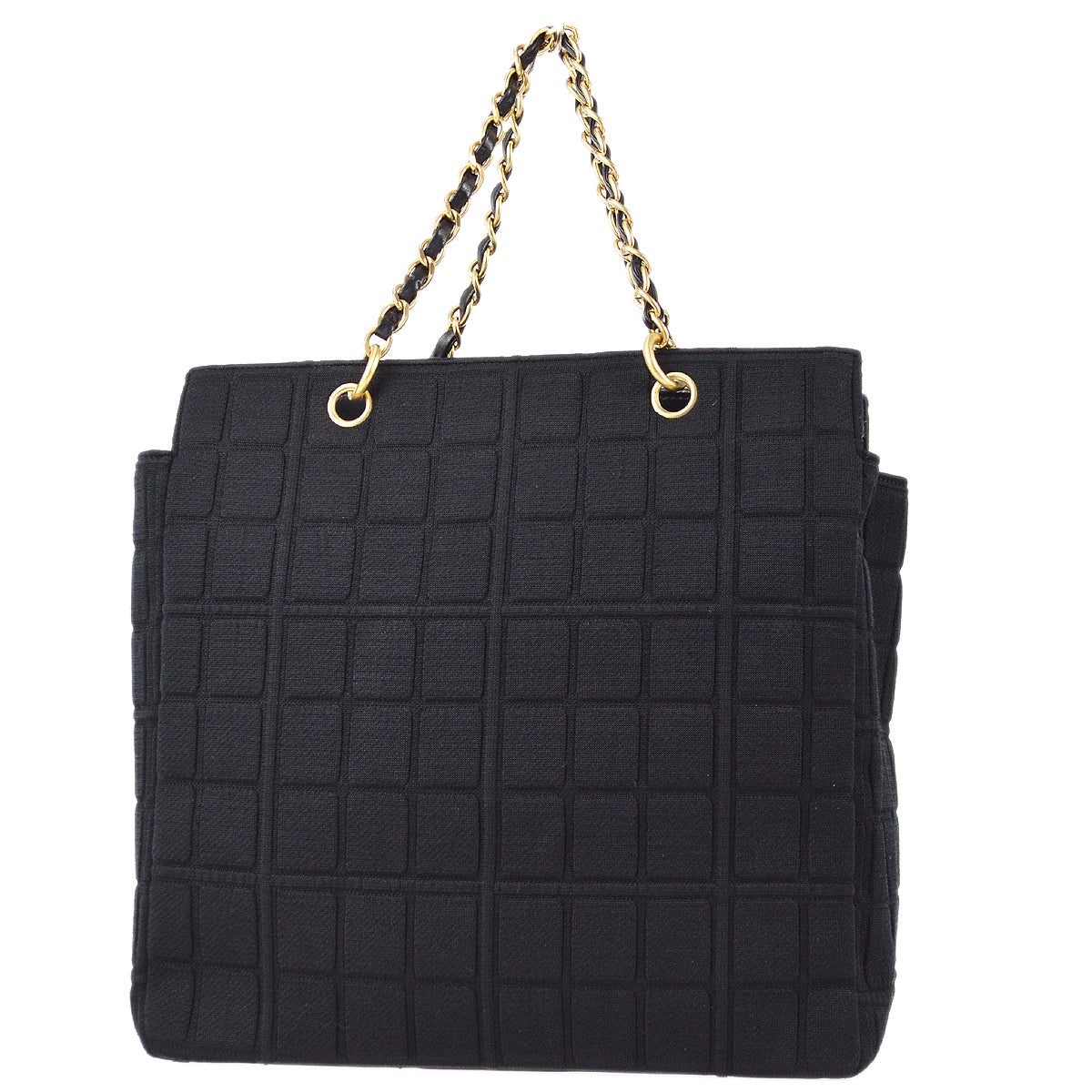 Chanel Choco Bar Tote Handbag Black Canvas