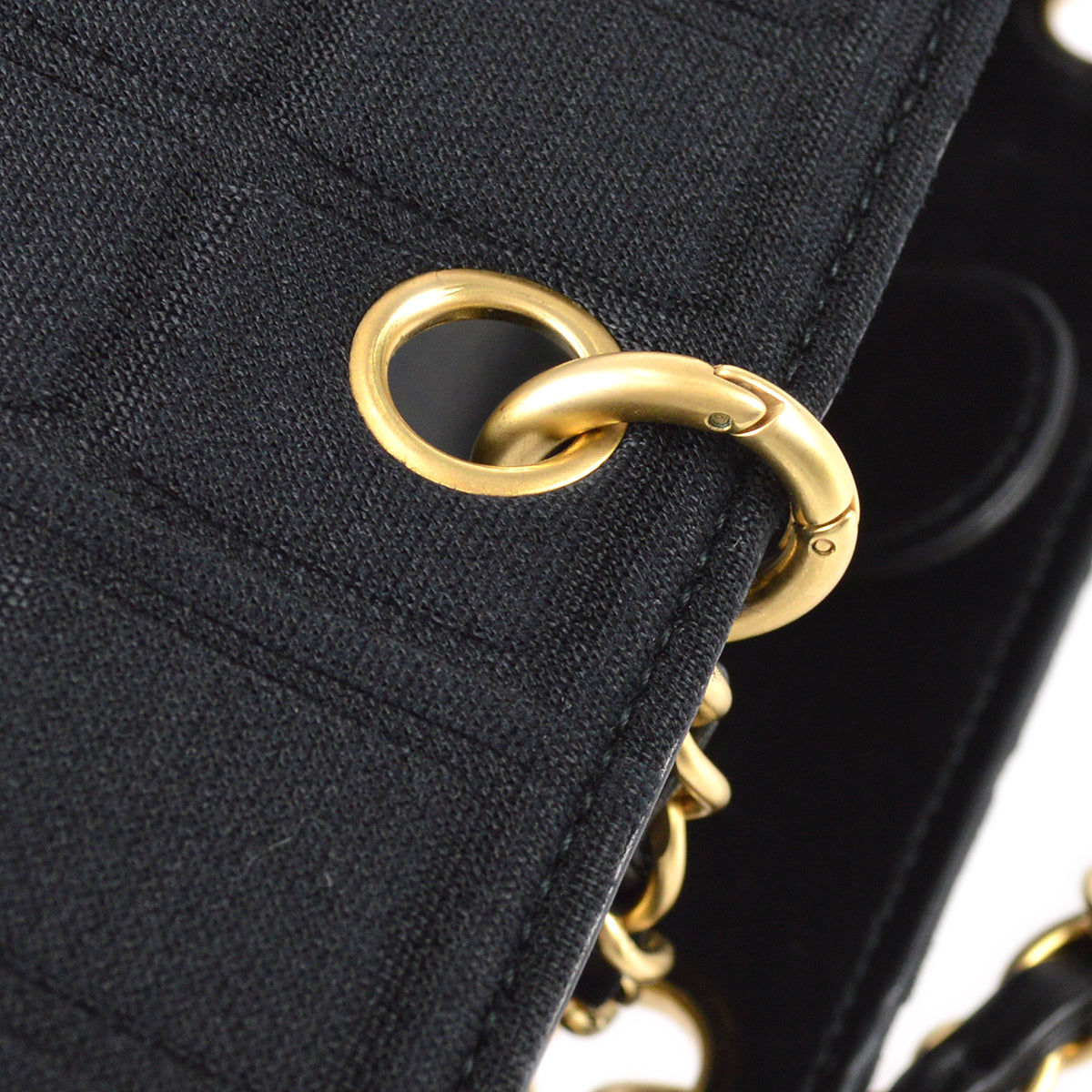 Chanel Choco Bar Tote Handbag Black Canvas