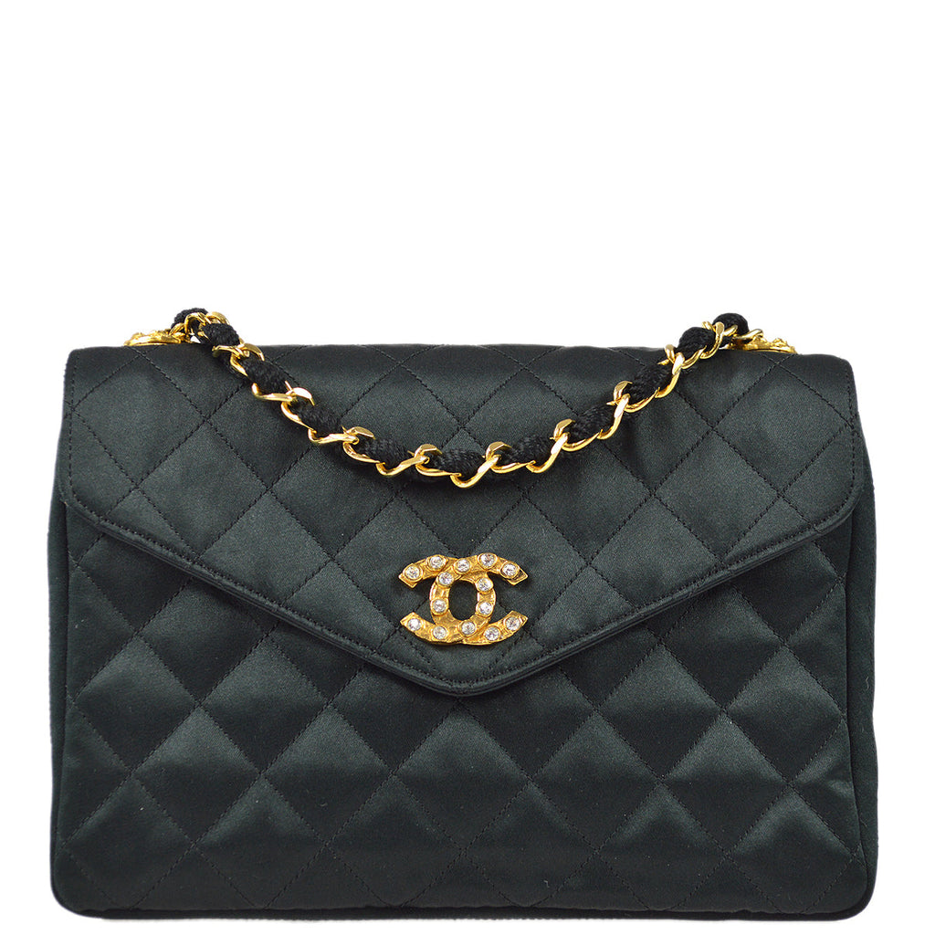 Chanel Shoulder Bag Black Satin