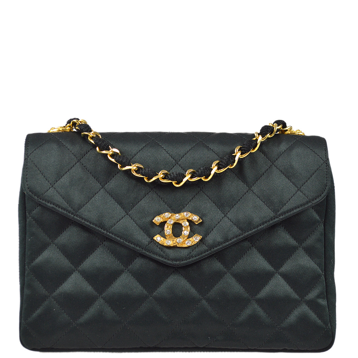 Chanel Shoulder Bag Black Satin