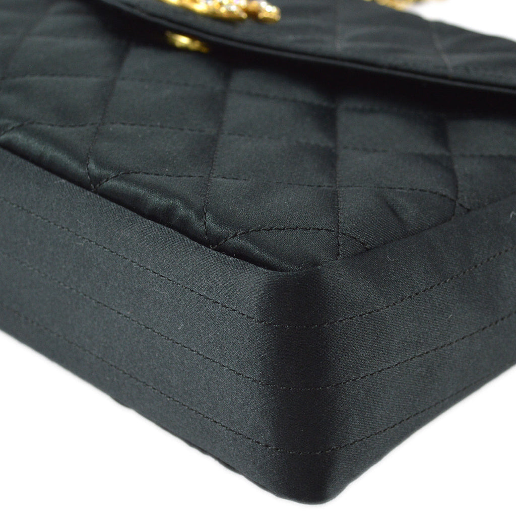 Chanel Shoulder Bag Black Satin