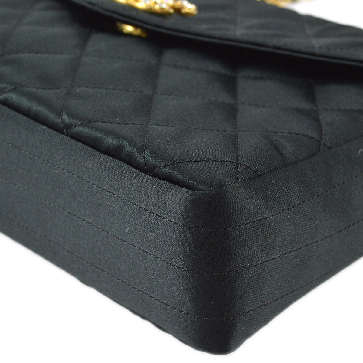 Chanel Shoulder Bag Black Satin