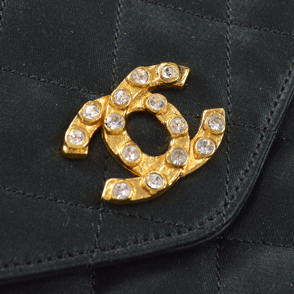 Chanel Shoulder Bag Black Satin