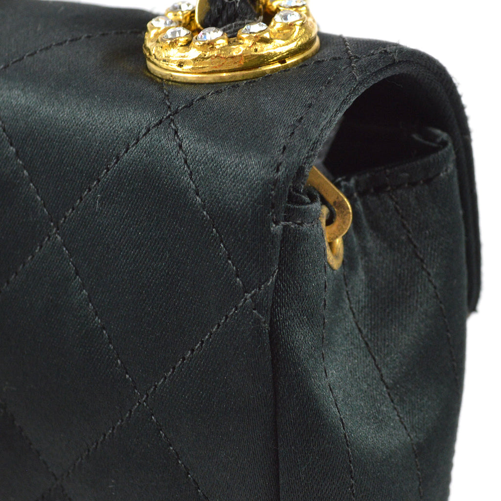 Chanel Shoulder Bag Black Satin