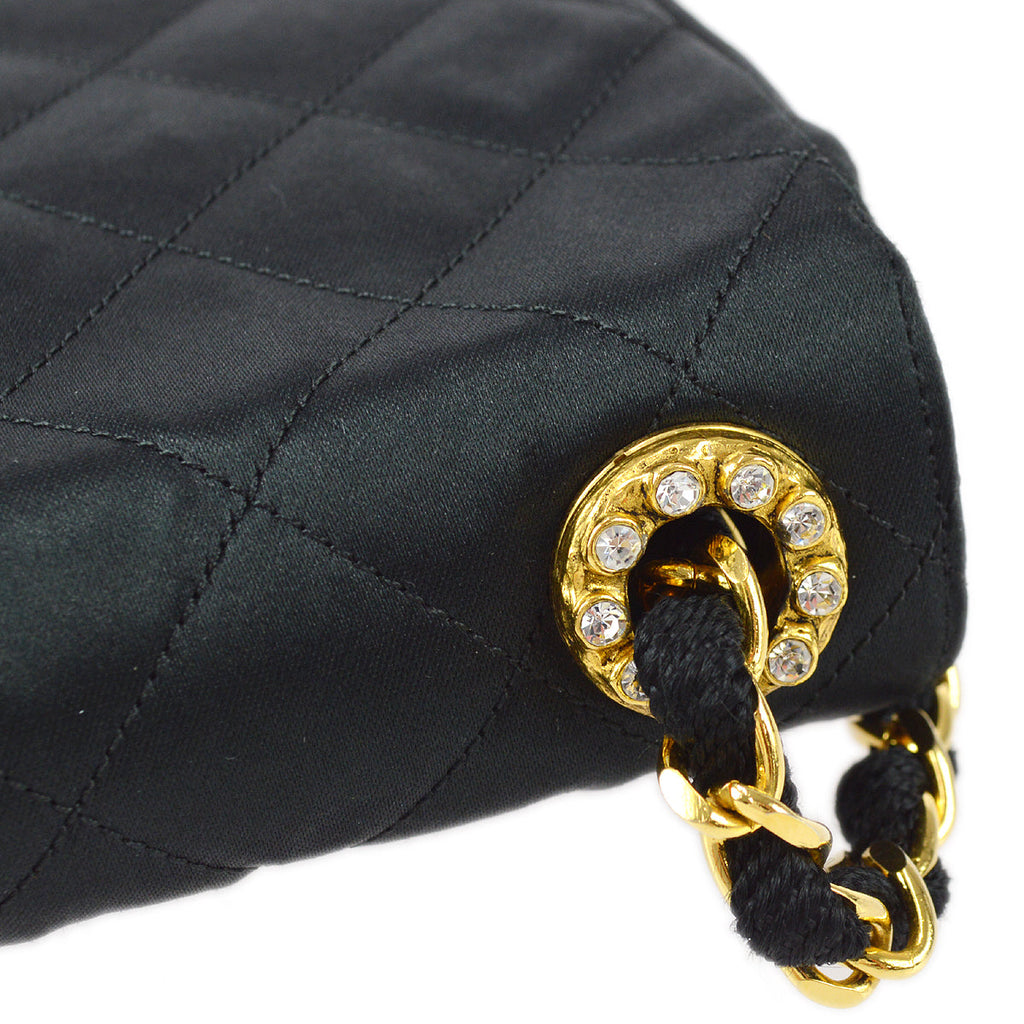 Chanel Shoulder Bag Black Satin