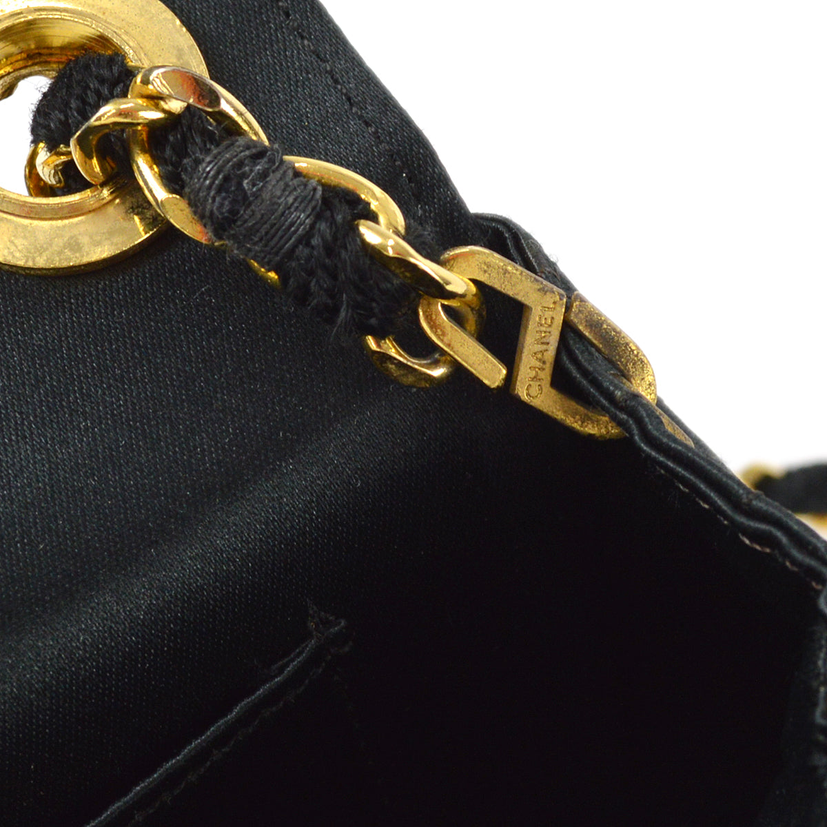 Chanel Shoulder Bag Black Satin