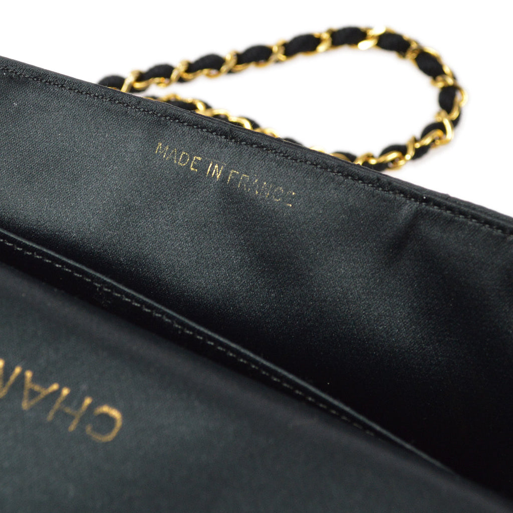 Chanel Shoulder Bag Black Satin