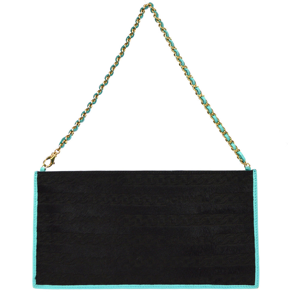 Chanel Chain Handbag Black Pony Fur