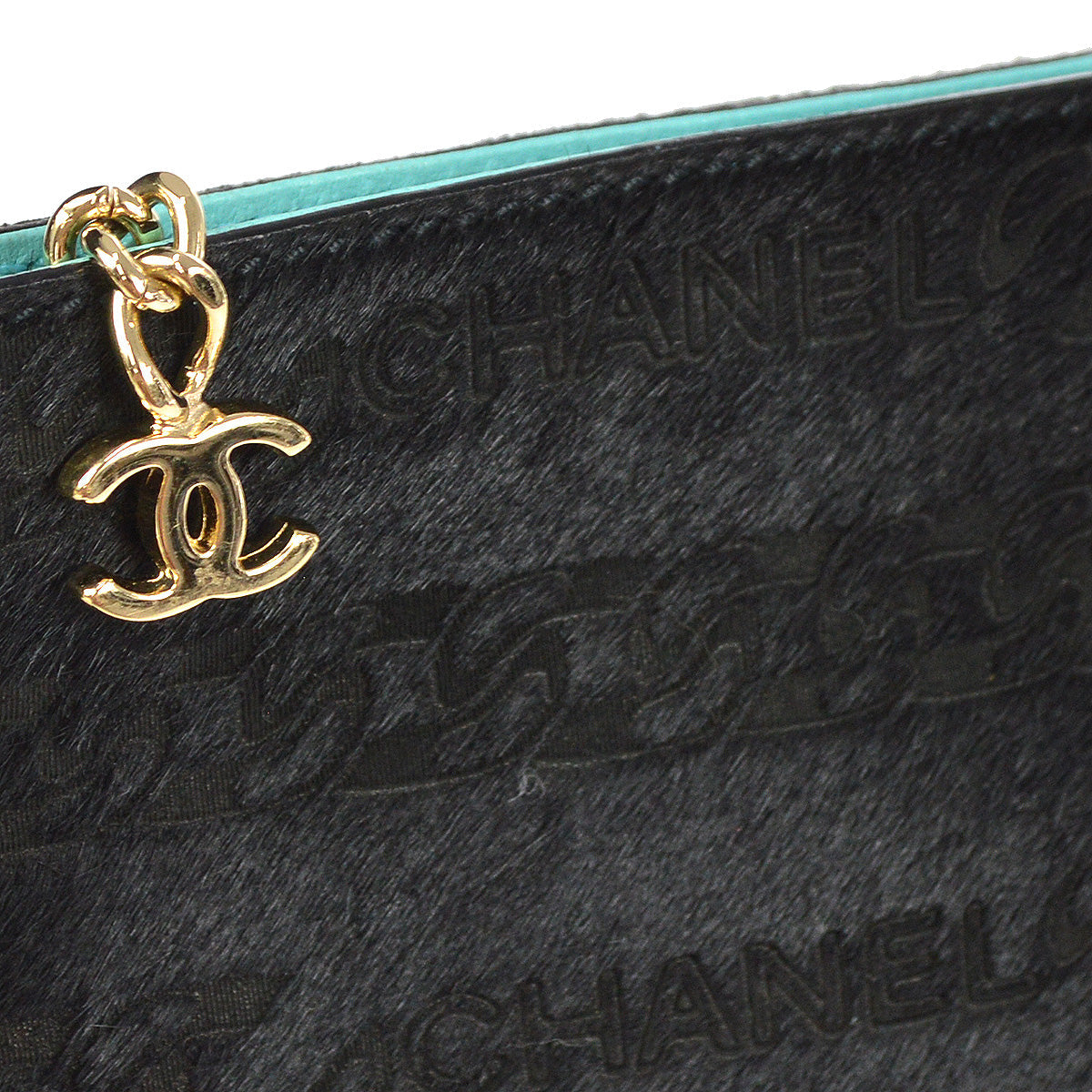 Chanel Chain Handbag Black Pony Fur