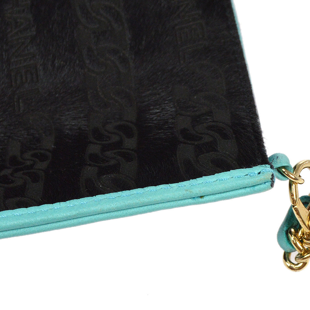 Chanel Chain Handbag Black Pony Fur