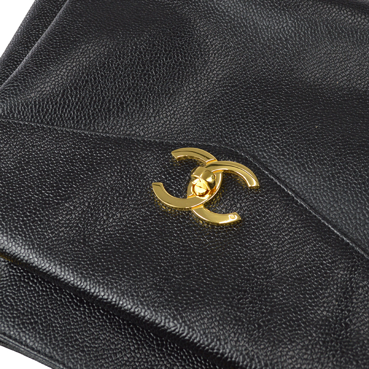 Chanel Chain Shoulder Tote Bag Black Caviar
