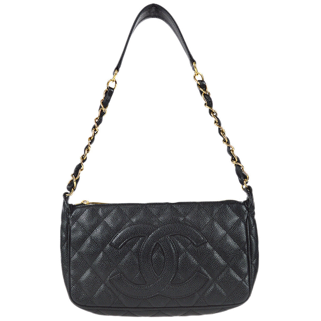 Chanel 2003-2004 Shoulder Bag Black Caviar