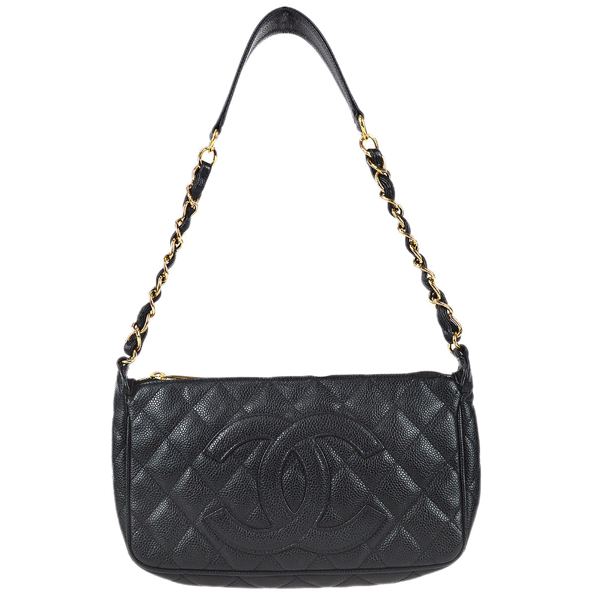 Chanel 2003-2004 Shoulder Bag Black Caviar