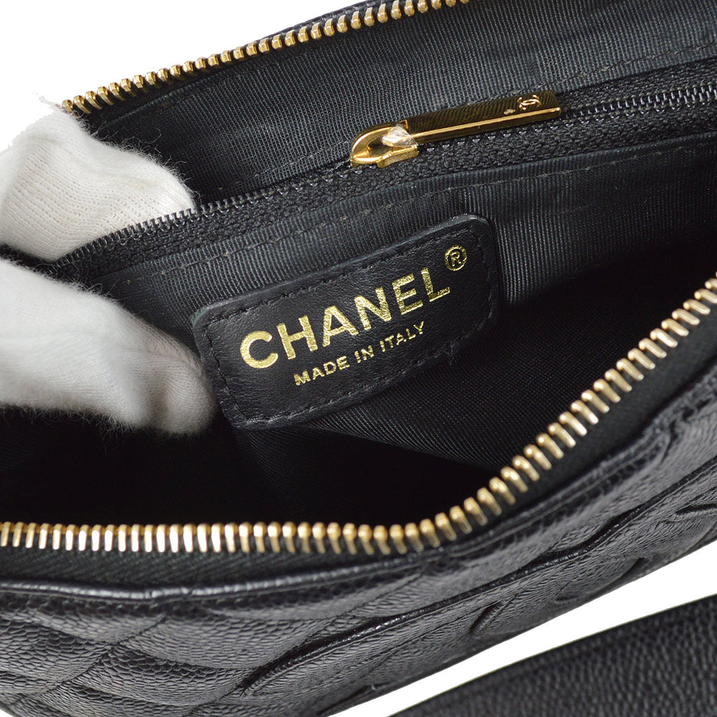 Chanel 2003-2004 Shoulder Bag Black Caviar