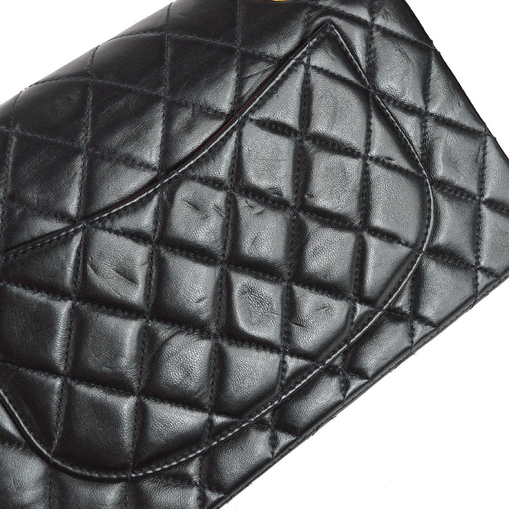 Chanel 2001-2003 Classic Double Flap Small Shoulder Bag Black Lambskin