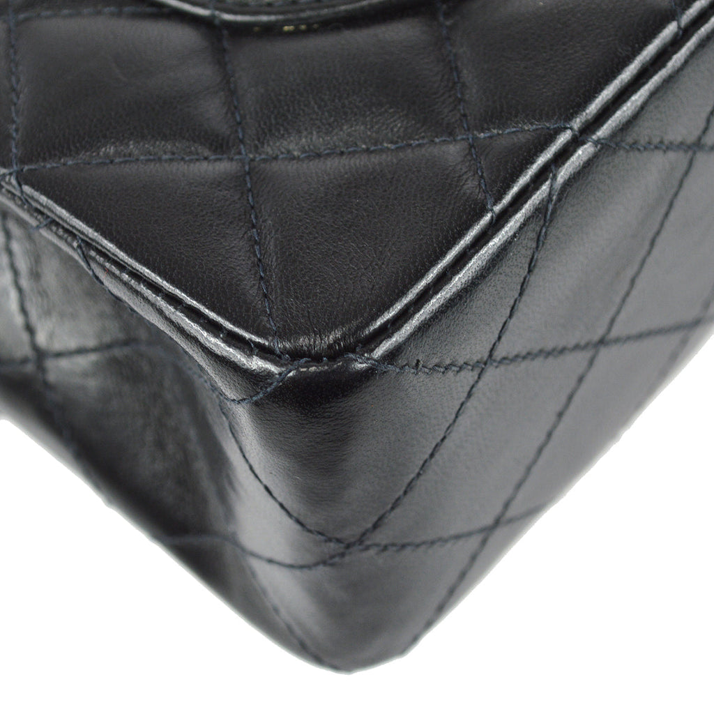 Chanel 2001-2003 Classic Double Flap Small Shoulder Bag Black Lambskin