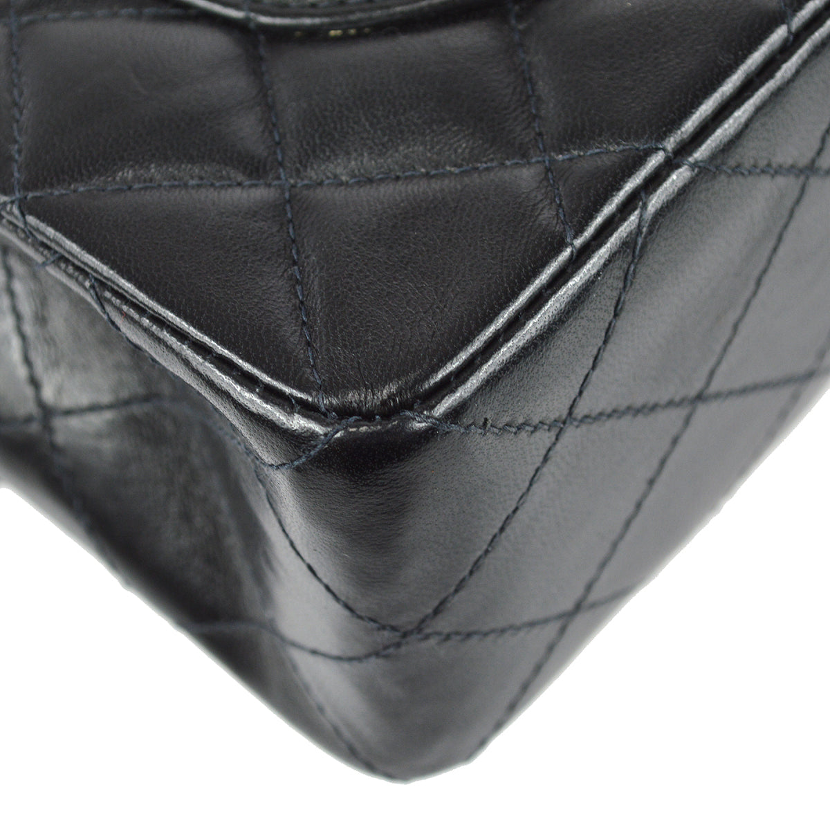 Chanel 2001-2003 Classic Double Flap Small Shoulder Bag Black Lambskin