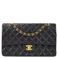 Chanel 2000-2001 Classic Double Flap Medium Shoulder Bag Black Lambskin