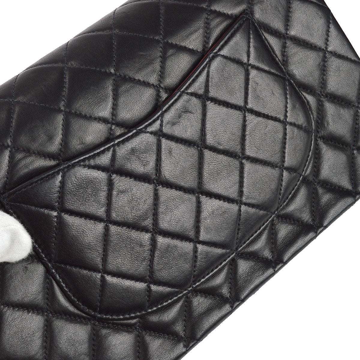 Chanel 2000-2001 Classic Double Flap Medium Shoulder Bag Black Lambskin