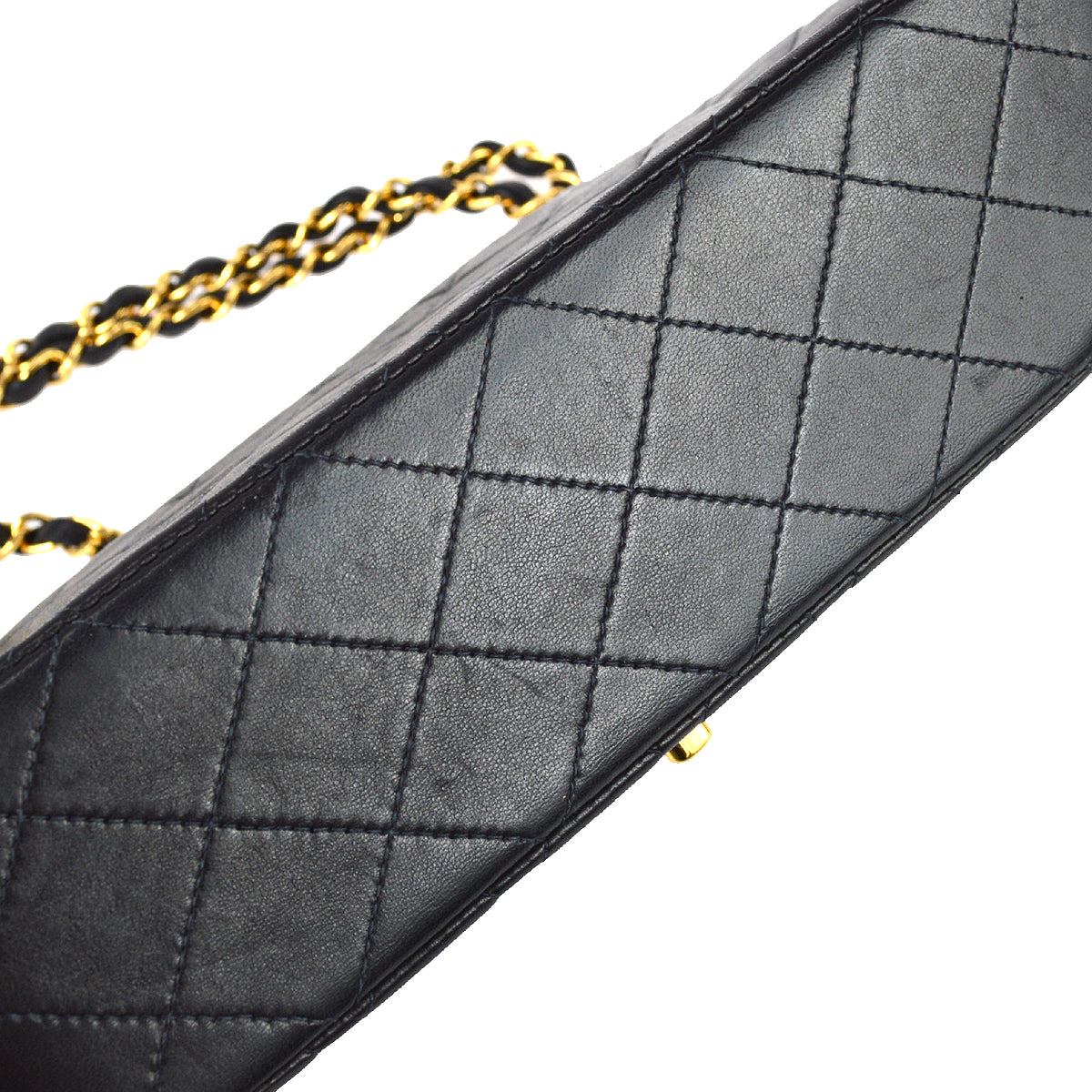 Chanel 2000-2001 Classic Double Flap Medium Shoulder Bag Black Lambskin