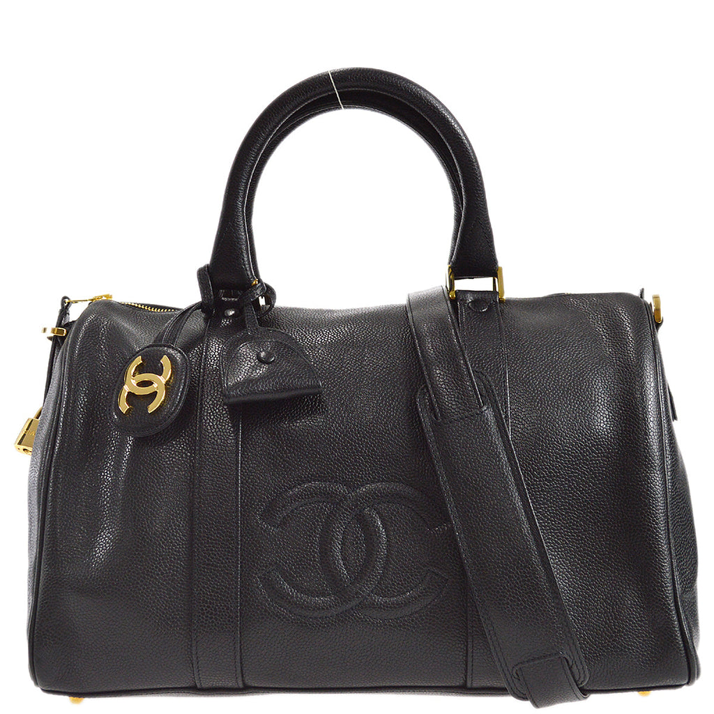 Chanel 2way Duffle Shoulder Handbag Black Caviar