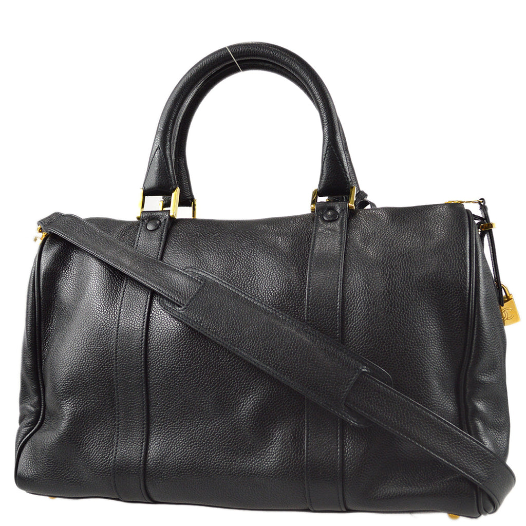 Chanel 2way Duffle Shoulder Handbag Black Caviar